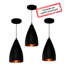 Luminária Pendente Vegas Preto com Cobre - COMPRE 1 LEVE 3