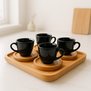 Kit Elegante com Bandeja e Xícaras de Porcelana