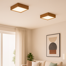 Luminária Plafon Madeira Quadrada