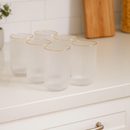 Jogo de 6 Copos de Vidro  com Borda Dourada