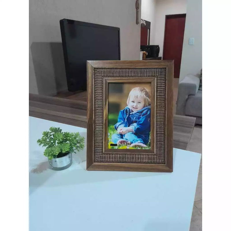 Porta-Retrato Luxo em Madeira Pinus com Vidro