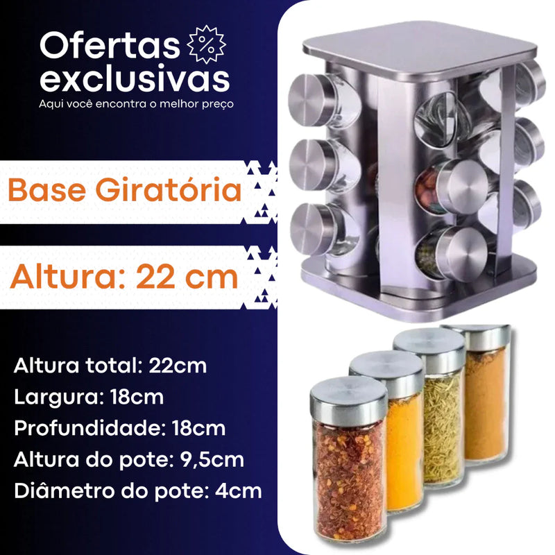 Porta Tempero Giratório Inox