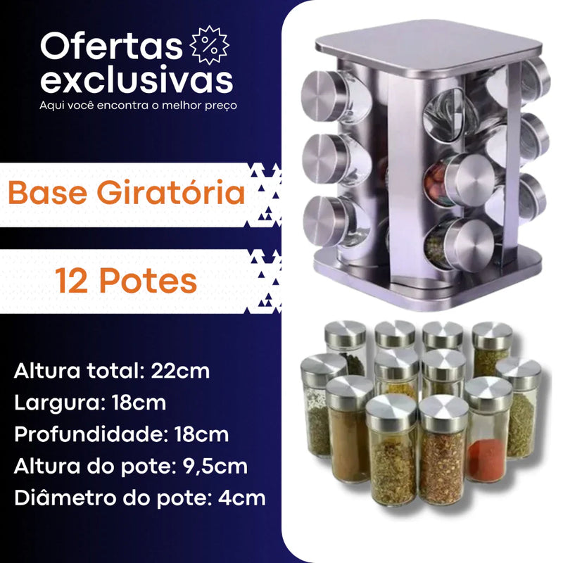 Porta Tempero Giratório Inox