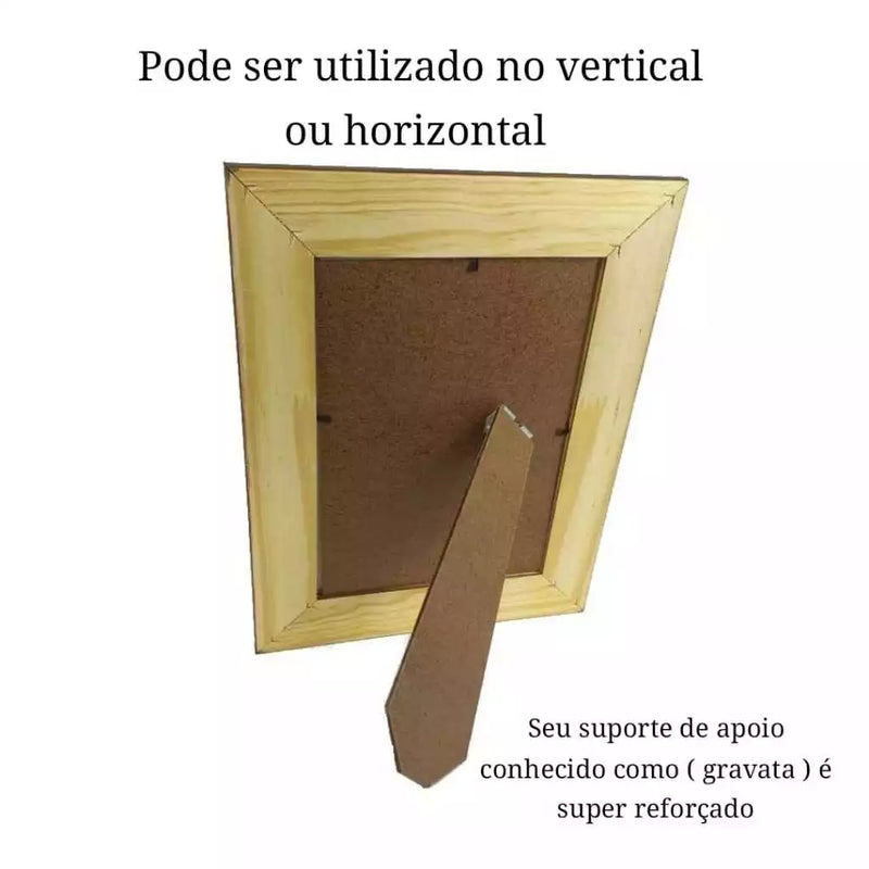 Porta-Retrato Luxo em Madeira Pinus com Vidro