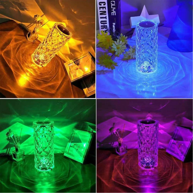 Abajur de Mesa Cristal LED 16 Cores com Projetor