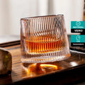 Jogo de 6 Copos de Whisky com Fundo Giratório Listrado