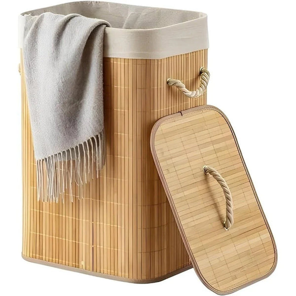 Cesto de Roupa Suja Bambu Dobrável