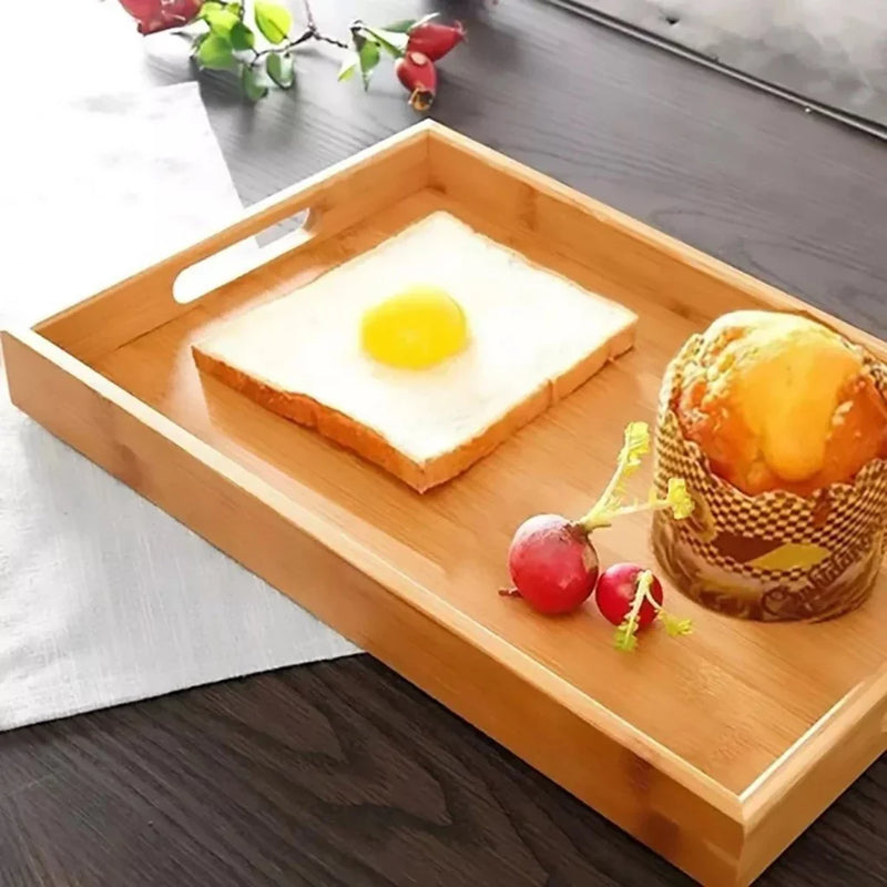 Bandeja Retangular de Bambu com Arco ou Alça Reta