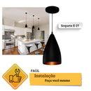 Luminária Pendente Vegas Preto com Cobre - COMPRE 1 LEVE 3