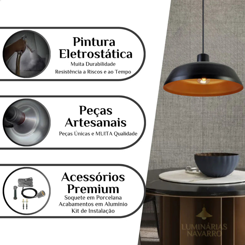 Luminária Pendente Retro em Alumínio