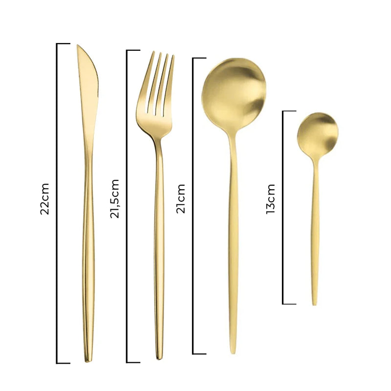 Conjunto de Talheres Dourado de Aço Inox – 24 Peças