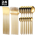Conjunto de Talheres Dourado de Aço Inox – 24 Peças
