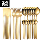 Conjunto de Talheres Dourado de Aço Inox – 24 Peças