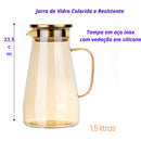 Jarra de Vidro Ambar com Tampa de Inox e Vedação de Silicone
