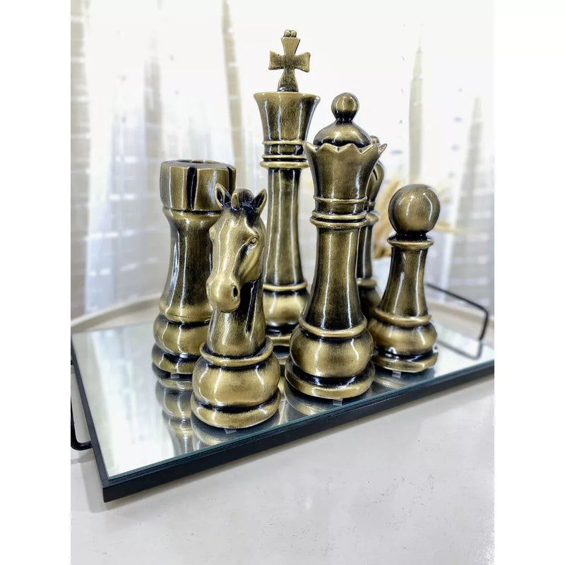 Kit Escultura Decorativa 6 Peças de Xadrez