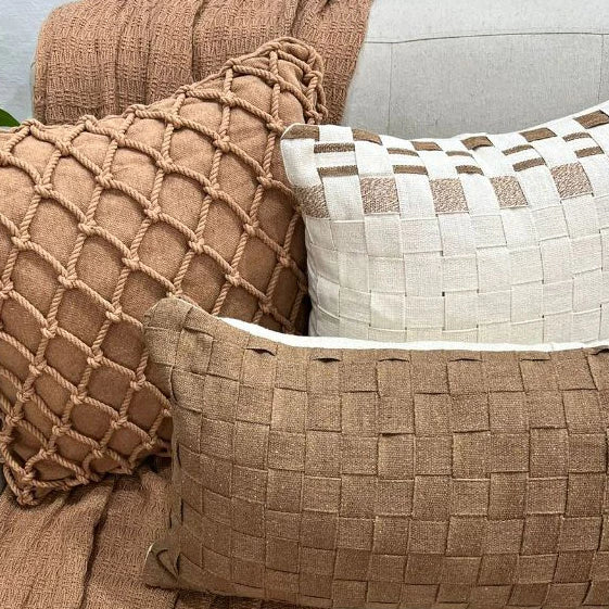 Kit Almofadas Cordão Caramelo Macramê Artesanal