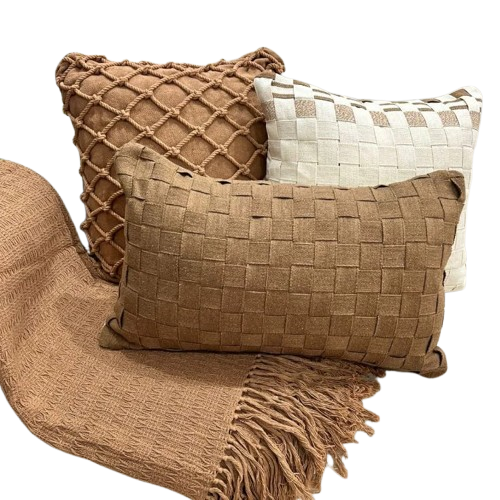 Kit Almofadas Cordão Caramelo Macramê Artesanal
