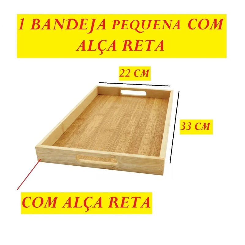 Bandeja Retangular de Bambu com Arco ou Alça Reta