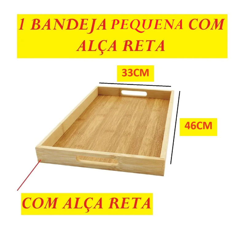 Bandeja Retangular de Bambu com Arco ou Alça Reta