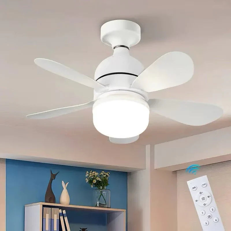 Ventilador de Teto Compacto com Luz e Controle Remoto