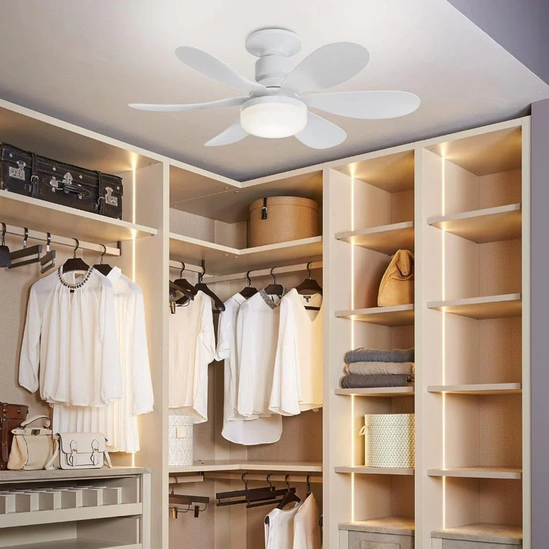 Ventilador de Teto Compacto com Luz e Controle Remoto
