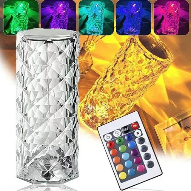 Abajur de Mesa Cristal LED 16 Cores com Projetor