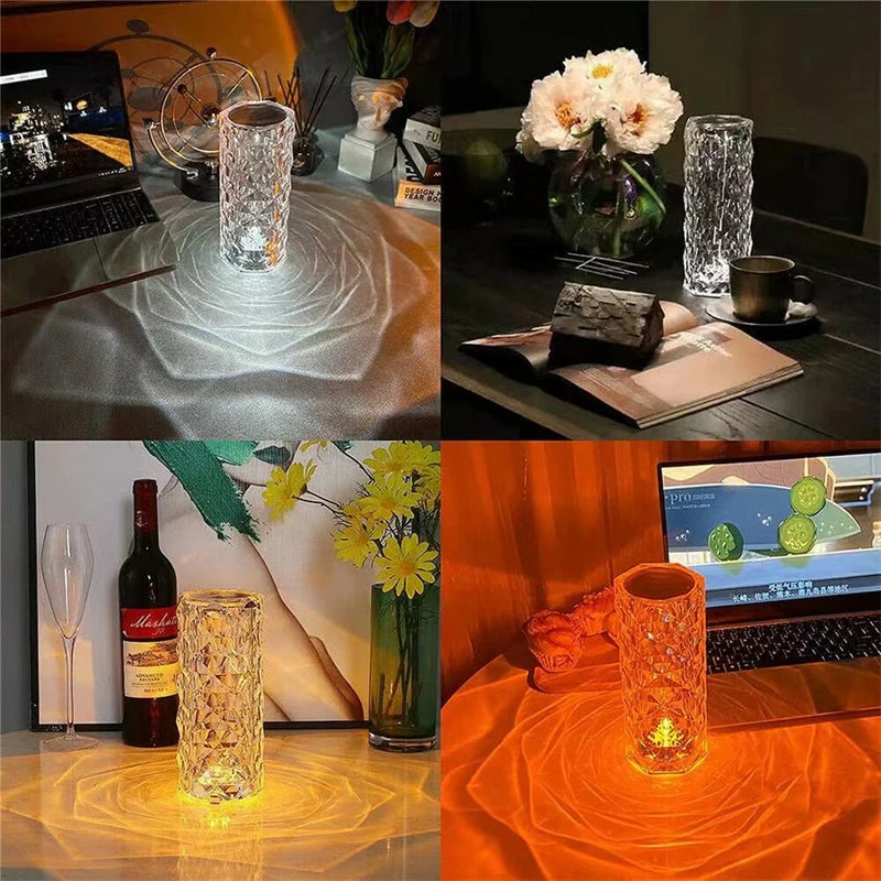Abajur de Mesa Cristal LED 16 Cores com Projetor