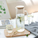 Jarra de Vidro com Tampa de Bambu Natural