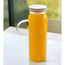 Jarra de Vidro com Tampa de Bambu Natural