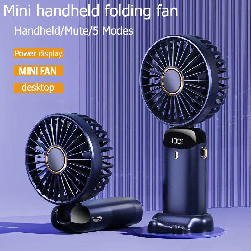 Mini Ventilador Portátil de Mão Dobrável Digital USB Recarregável