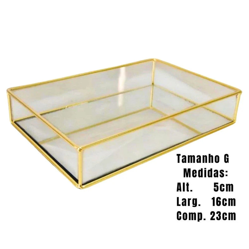 Bandeja Decorativa Espelhada ou Marmorizada Retangular