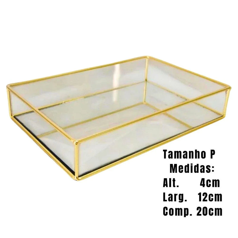 Bandeja Decorativa Espelhada ou Marmorizada Retangular