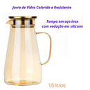 Jarra de Vidro Ambar com Tampa de Inox e Vedação de Silicone