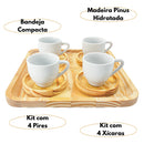 Kit Elegante com Bandeja e Xícaras de Porcelana