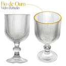 Jogo de Taças de Vidro Fio de Ouro Canelado