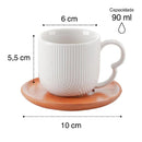 Jogo de 4 Xícaras de Café com Pires de Bambu