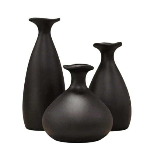 Trio de Vasos Garrafa de Cerâmica